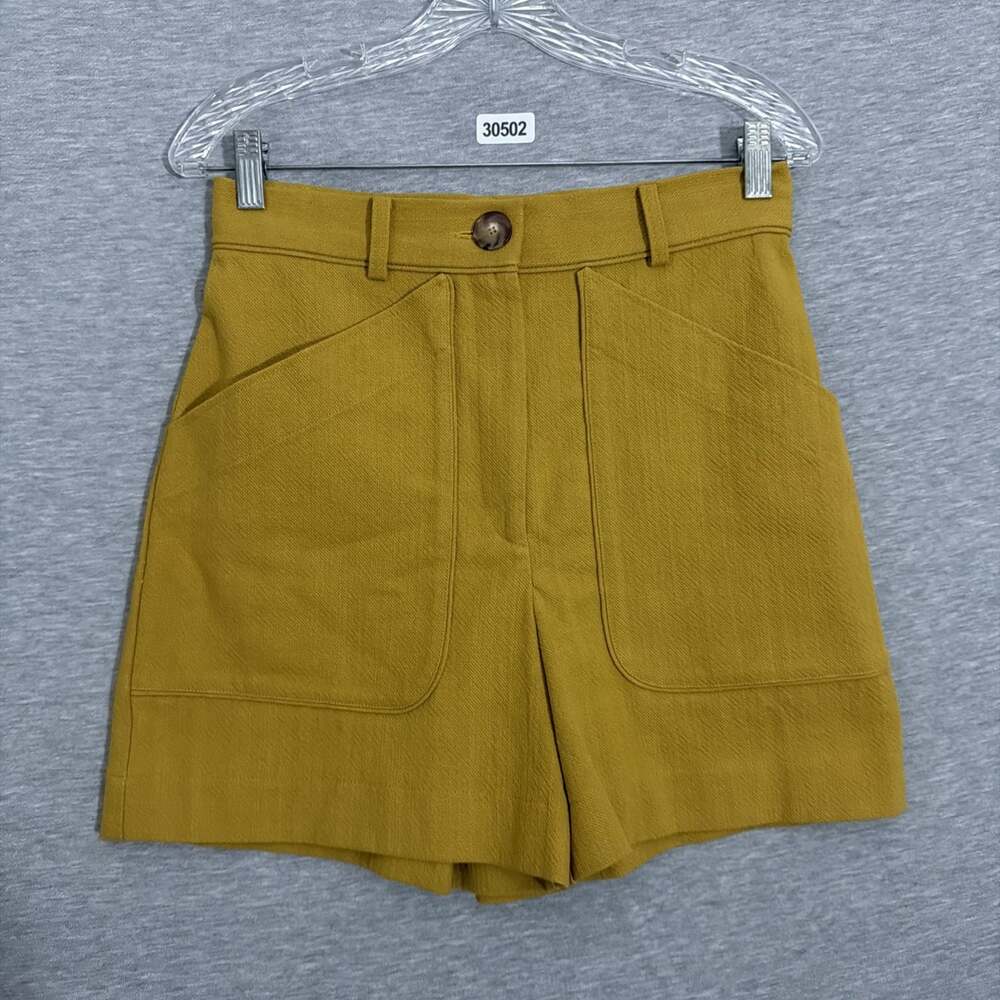 Sezanne Women's 38 Alberello Shorts High Waisted Mustard Yellow Ochre Pockets